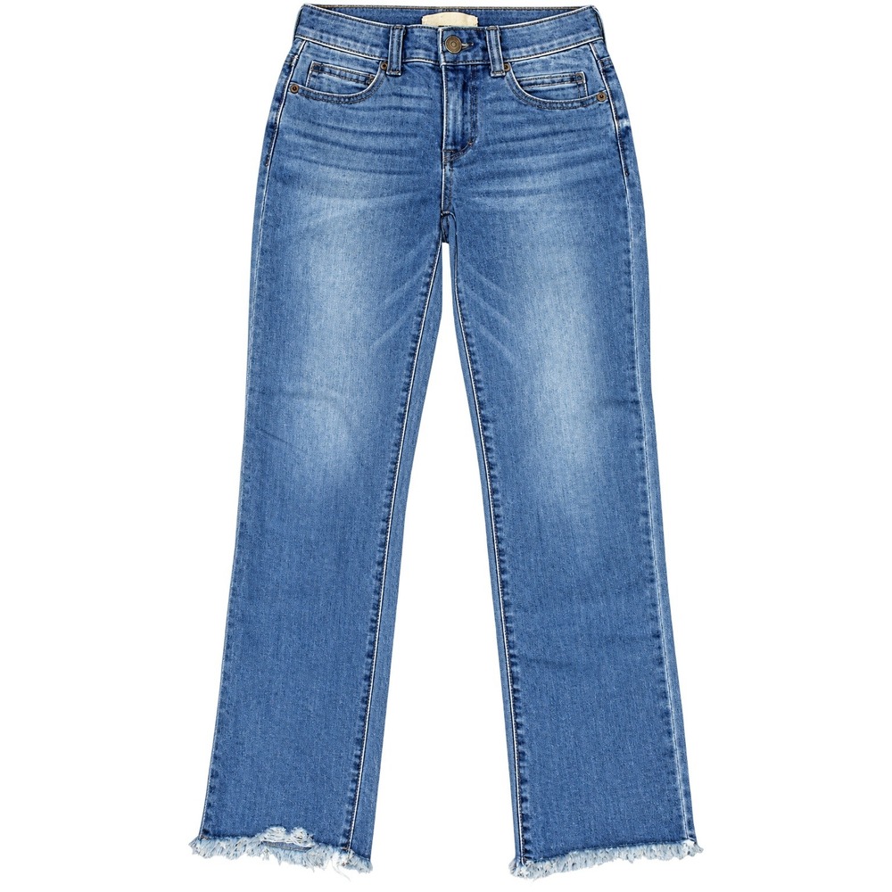 Democracy Ab Technology Raw Hem Straight Leg Jeans Women Size 2 Blue